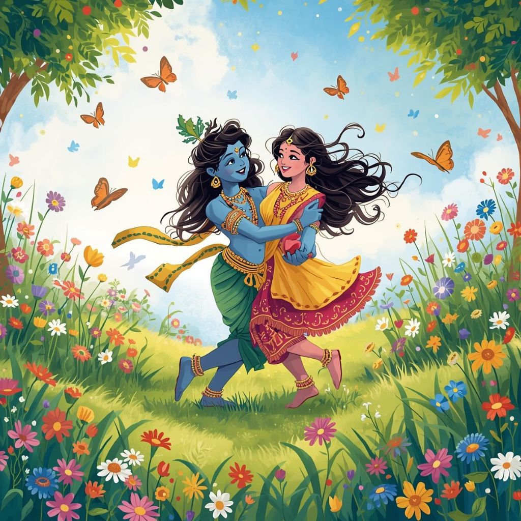 Radha Krishna Dance in a Meadow