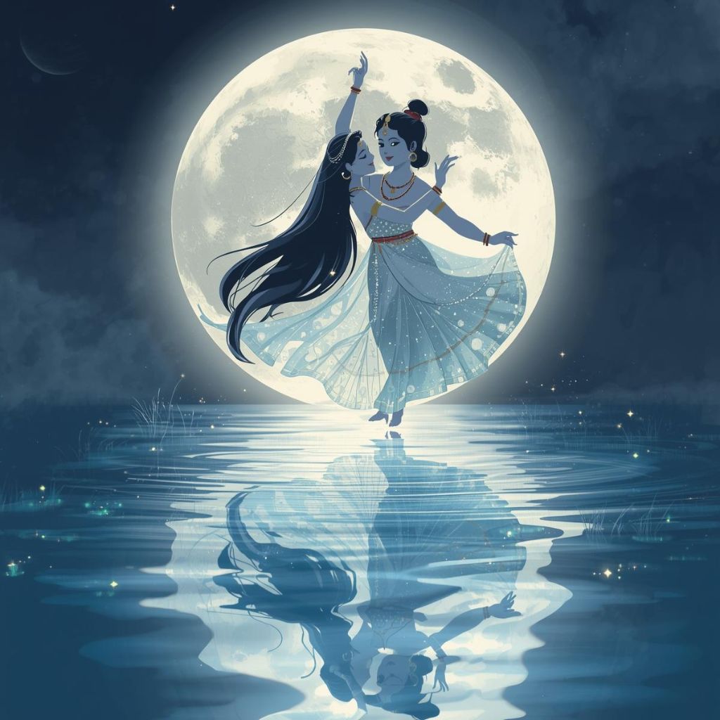 Radha Krishna Dance Under Moonlight by Yamuna