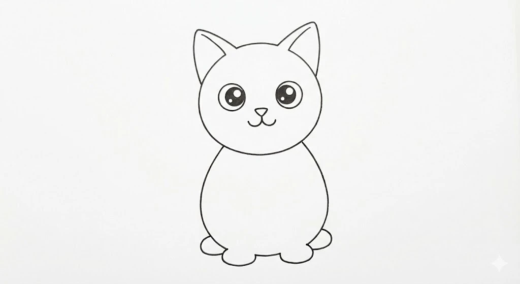 cute cartoon cat face drawing